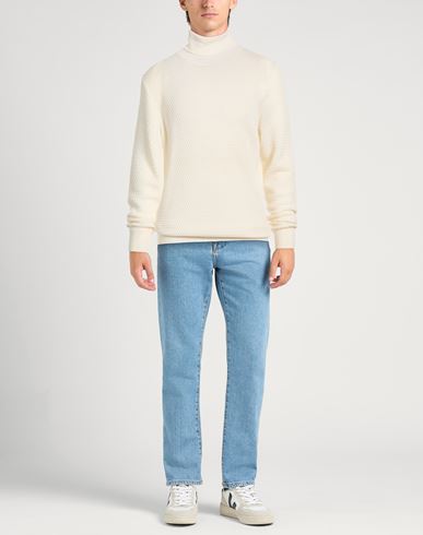 Man Turtleneck Ivory Size 46 Merino Wool