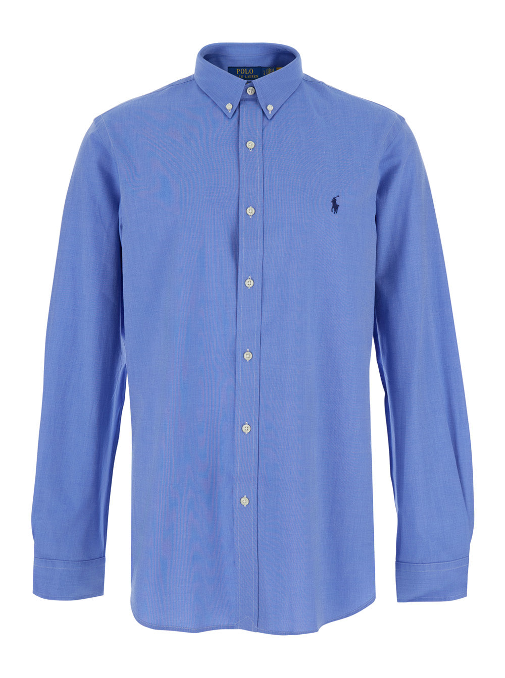 Stretch Cotton Button-Down Shirt — Blue