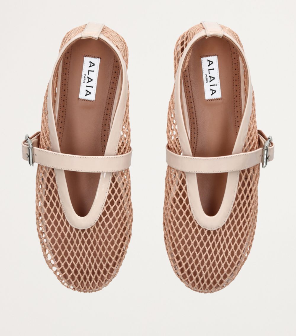 Leather Mesh Ballet Flats