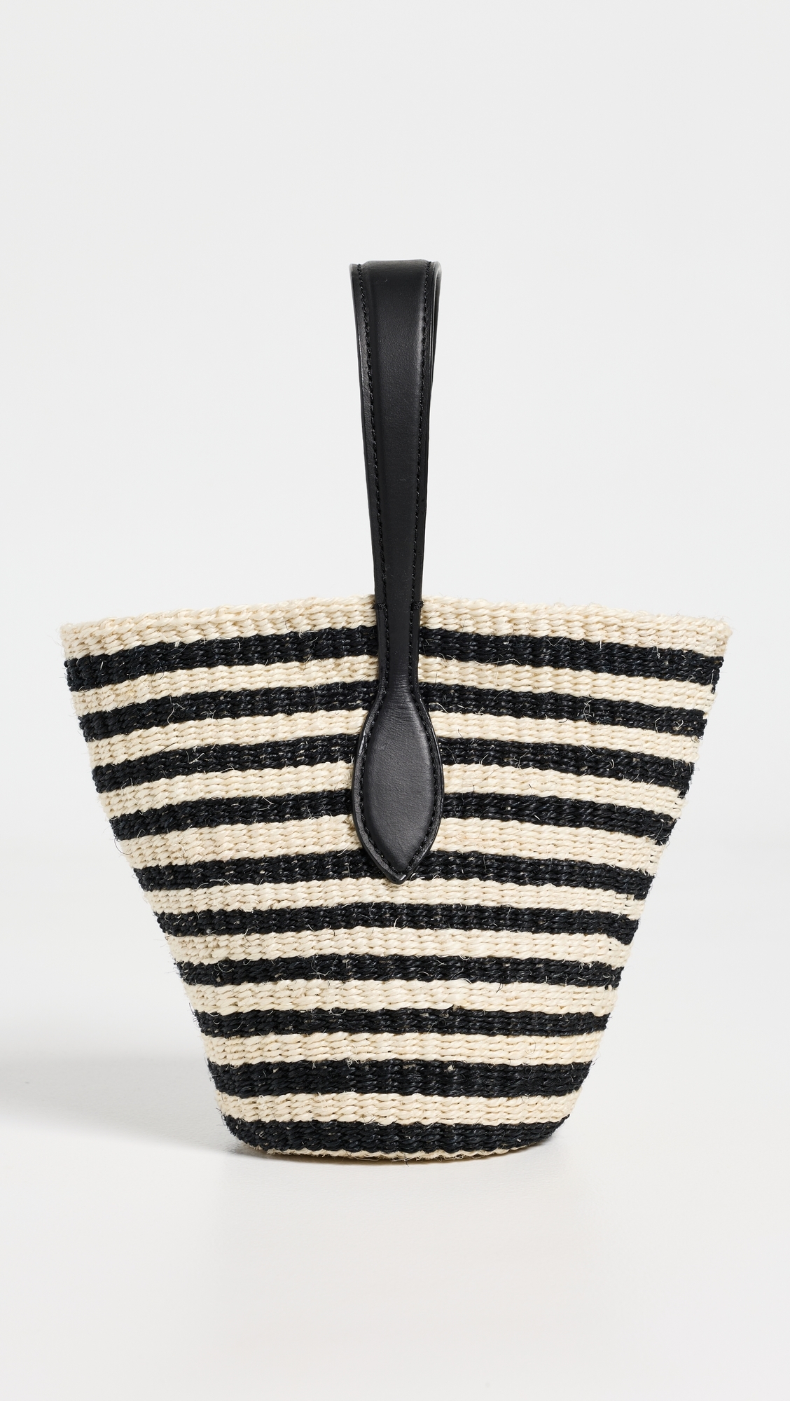 Single Handle Basket Tote Black/Cream Stripe One Size