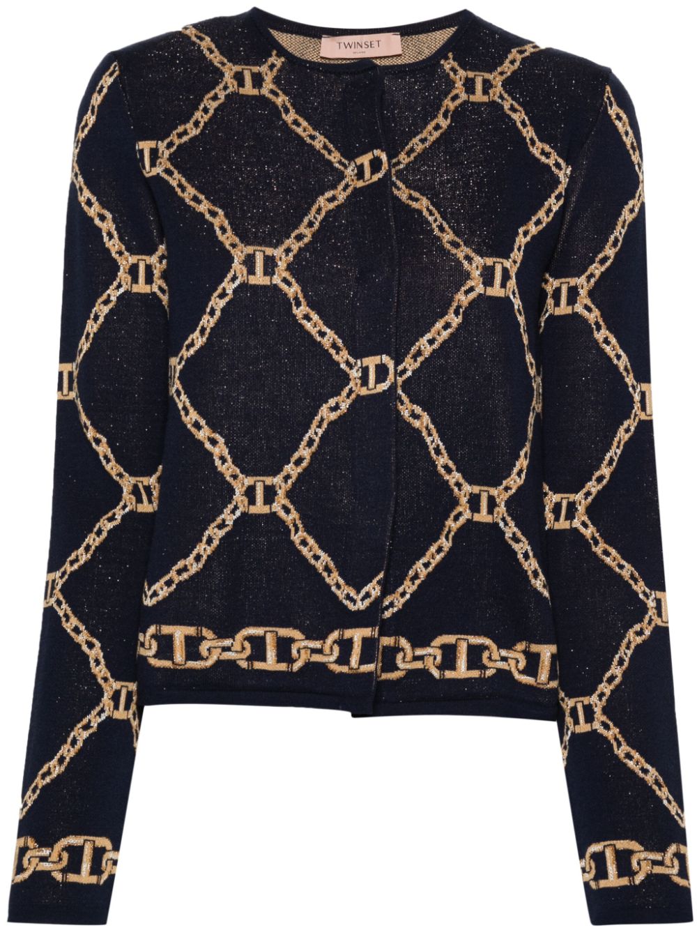 Chain-motif cardigan - Blue