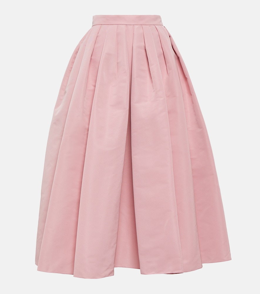 Pleated polyfaille midi skirt