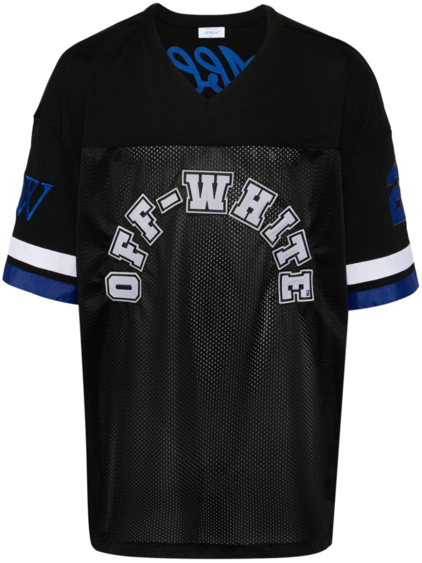 Logo-appliqué panelled T-shirt - 1001 BLACK WHITE