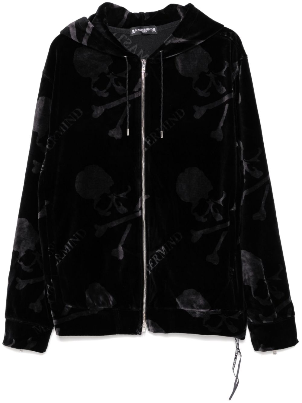 Skull-print zip hoodie - Black