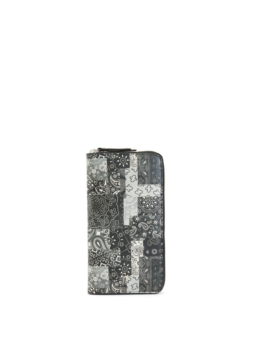 Paisley-print leather wallet - Black