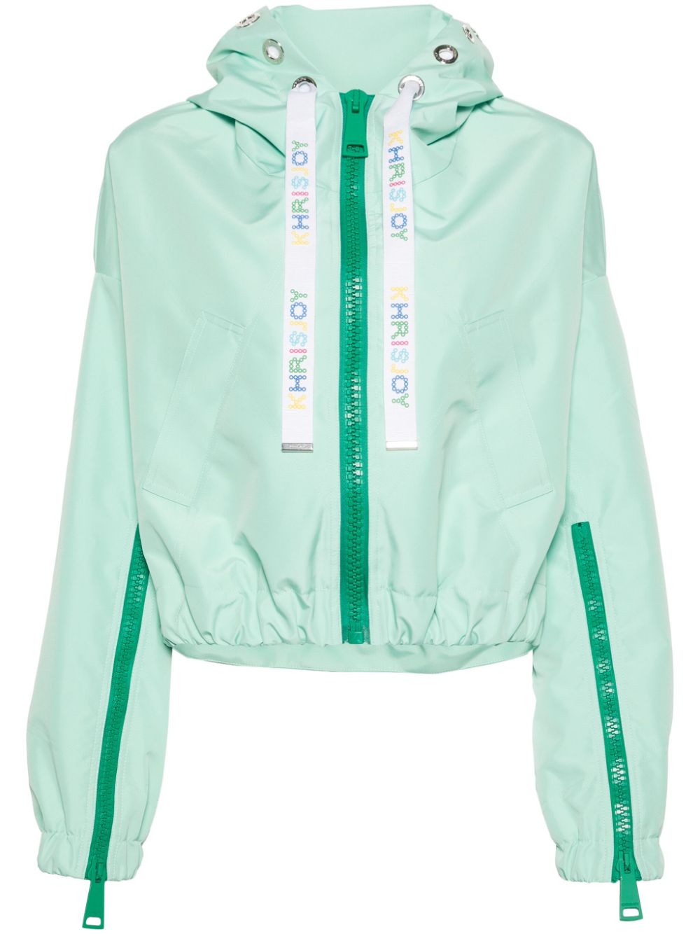 Hooded cropped windbreaker - Black