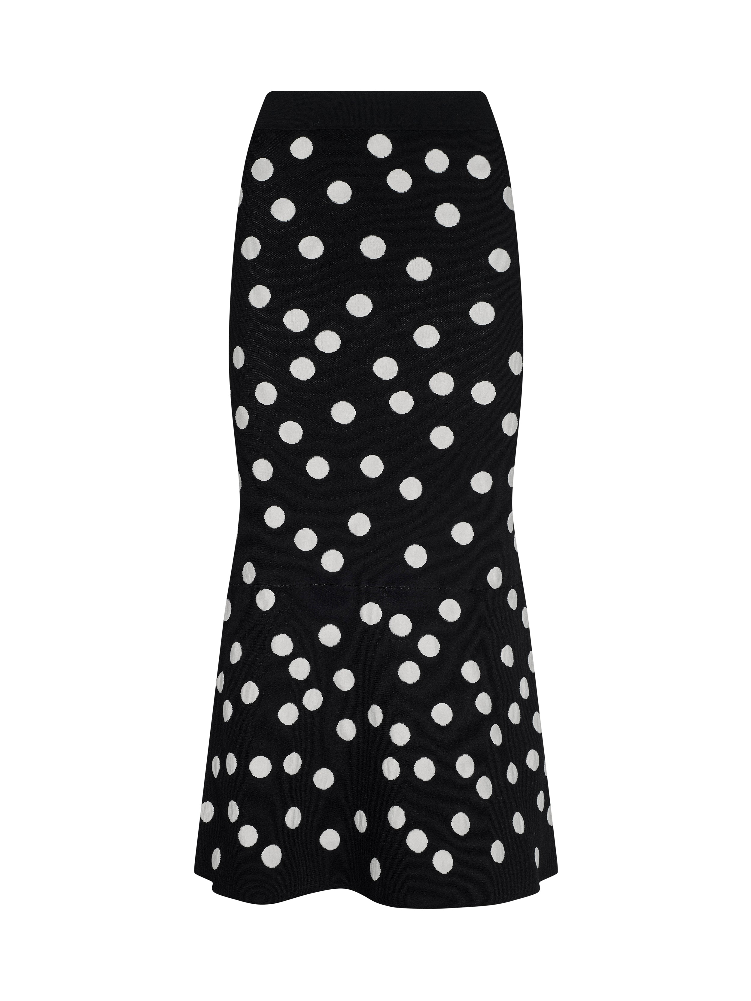 Mae Knit Flare Skirt In Black/ecru Polka Dot