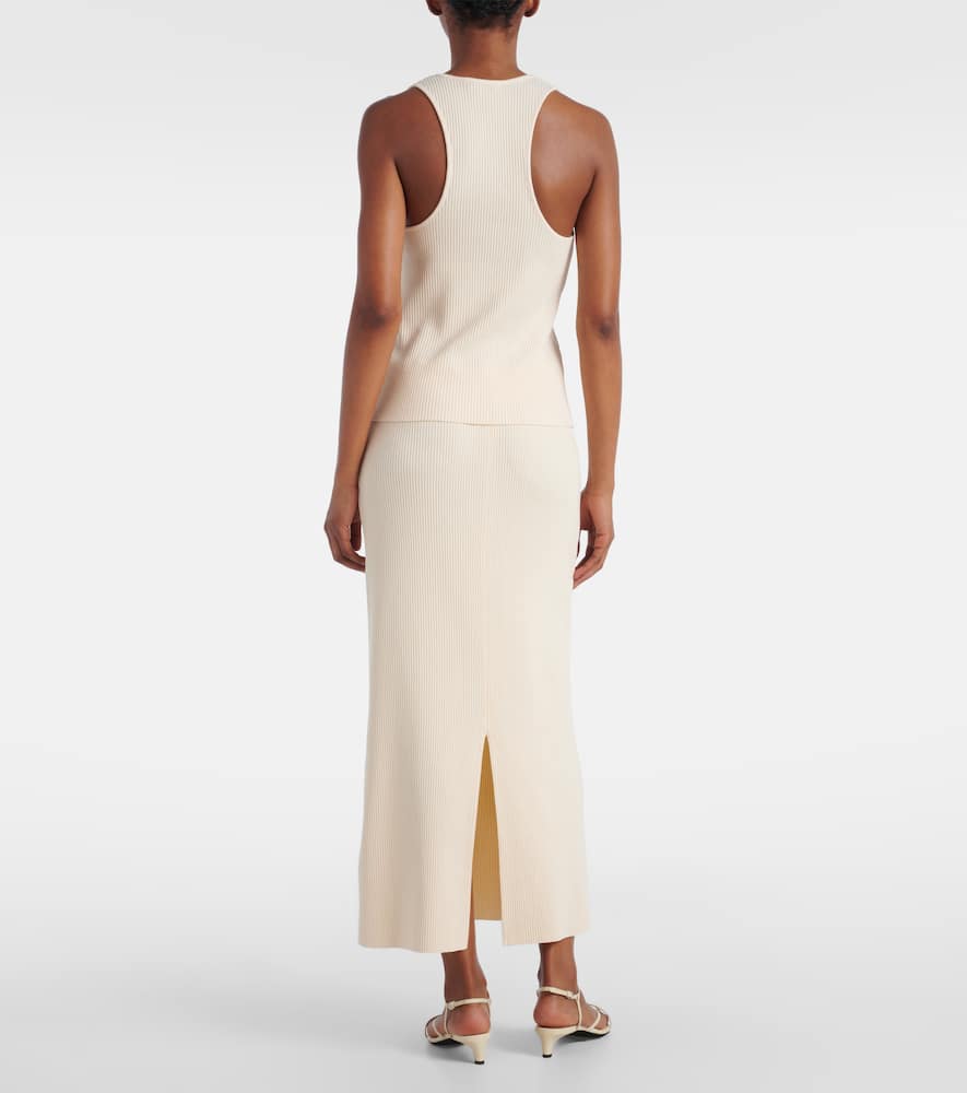 Ribbed-knit cotton blend top