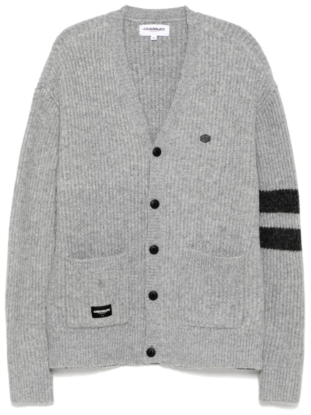 Logo-patch cardigan - Black