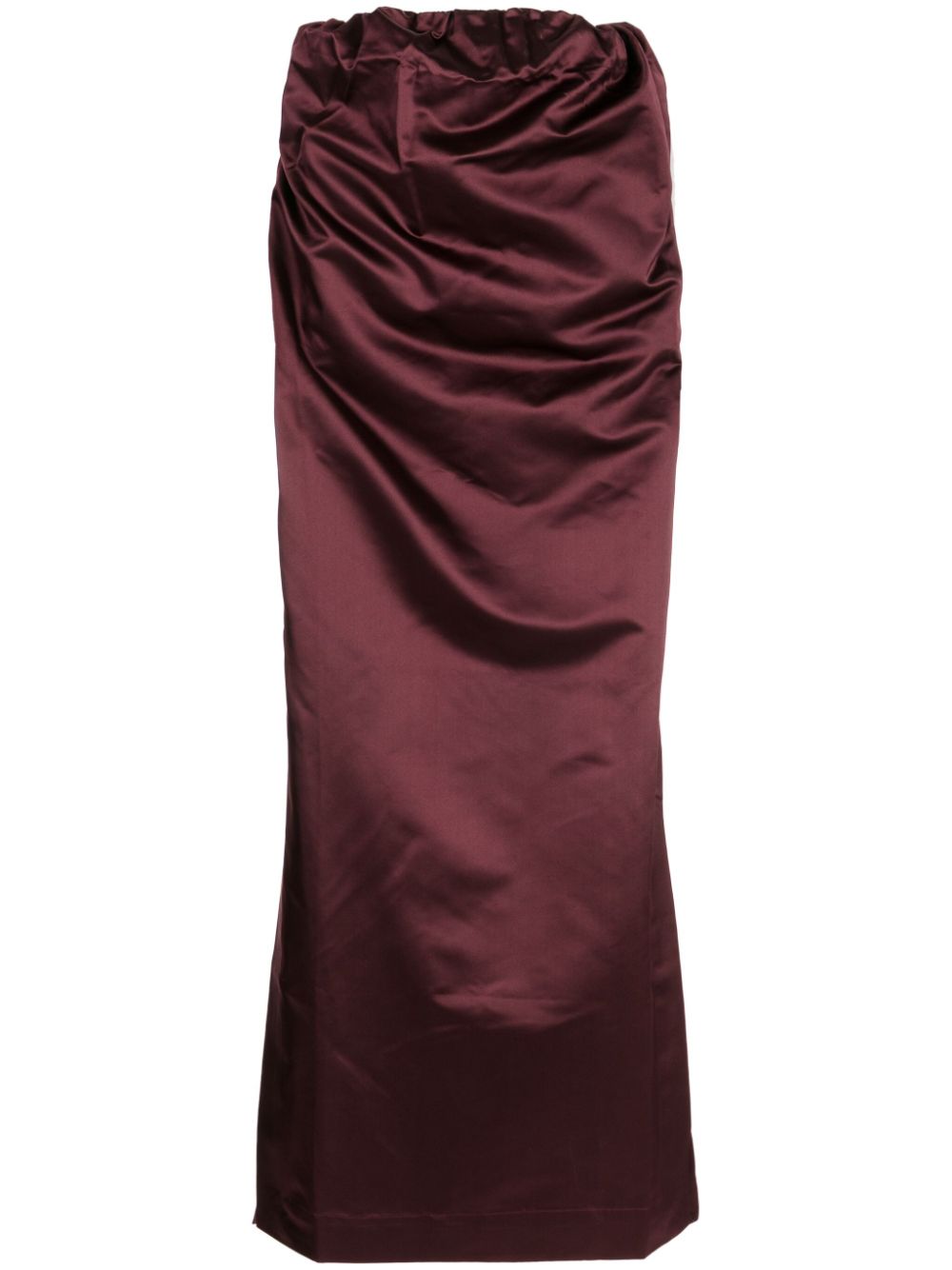 Satin-finish silk skirt - Red