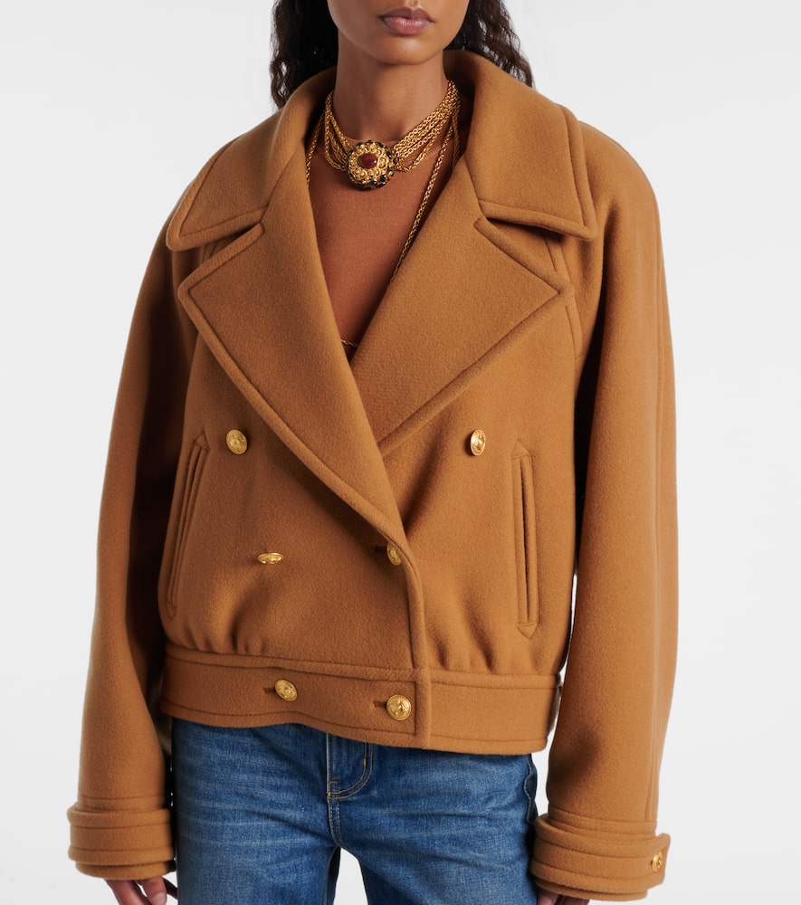 Chloé Cropped shearling-trimmed wool-blend coat
