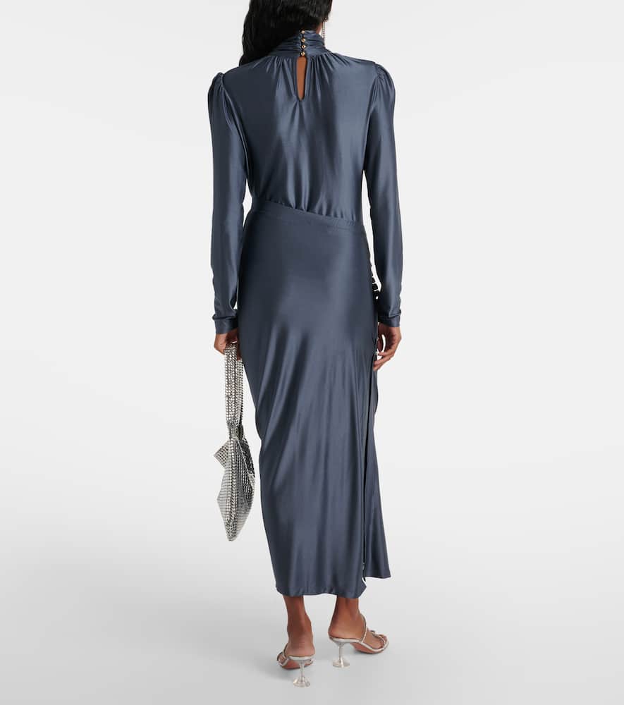 Gathered jersey midi skirt