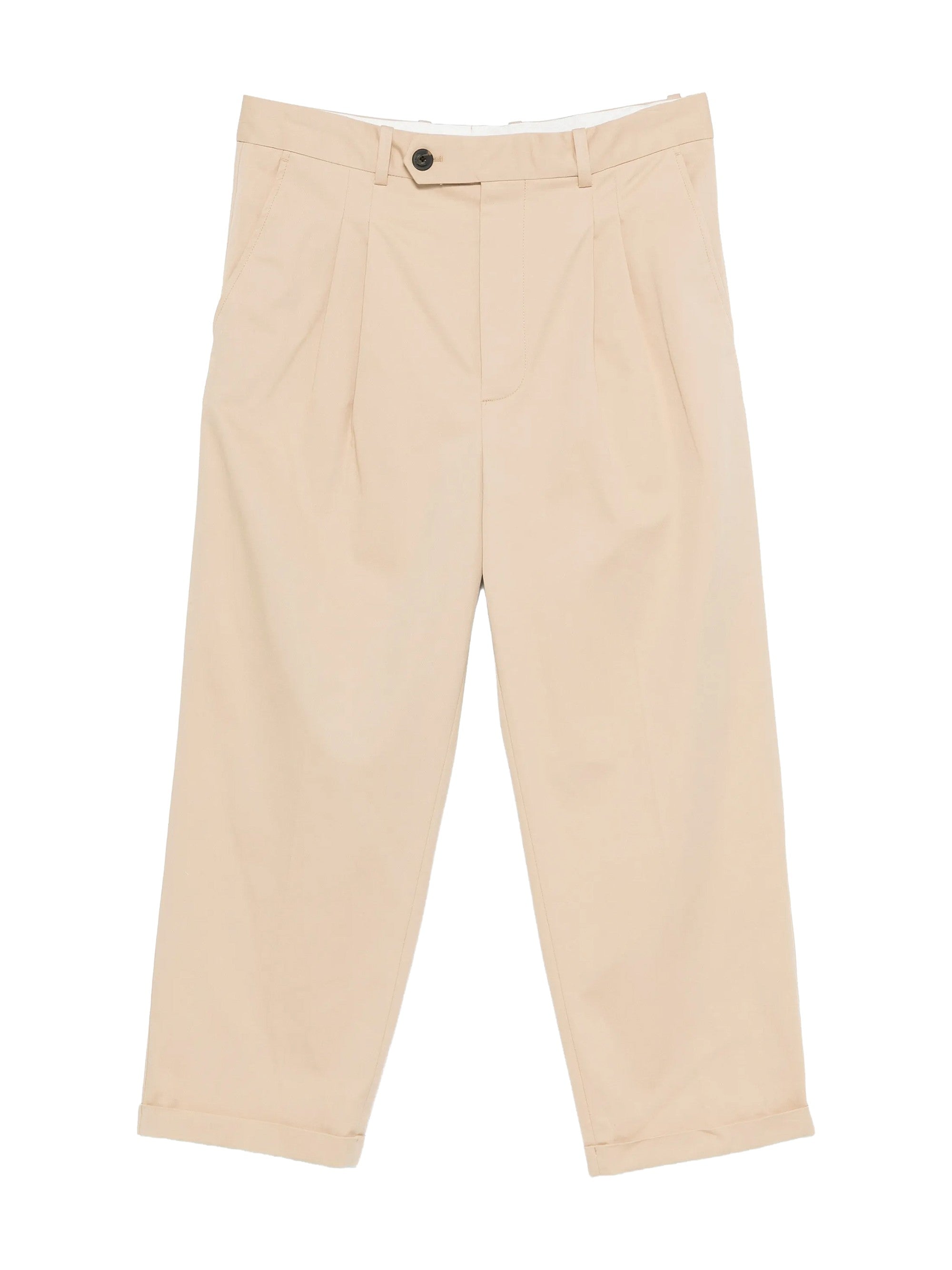 Men's Cropped Cotton Pants with One Pleat