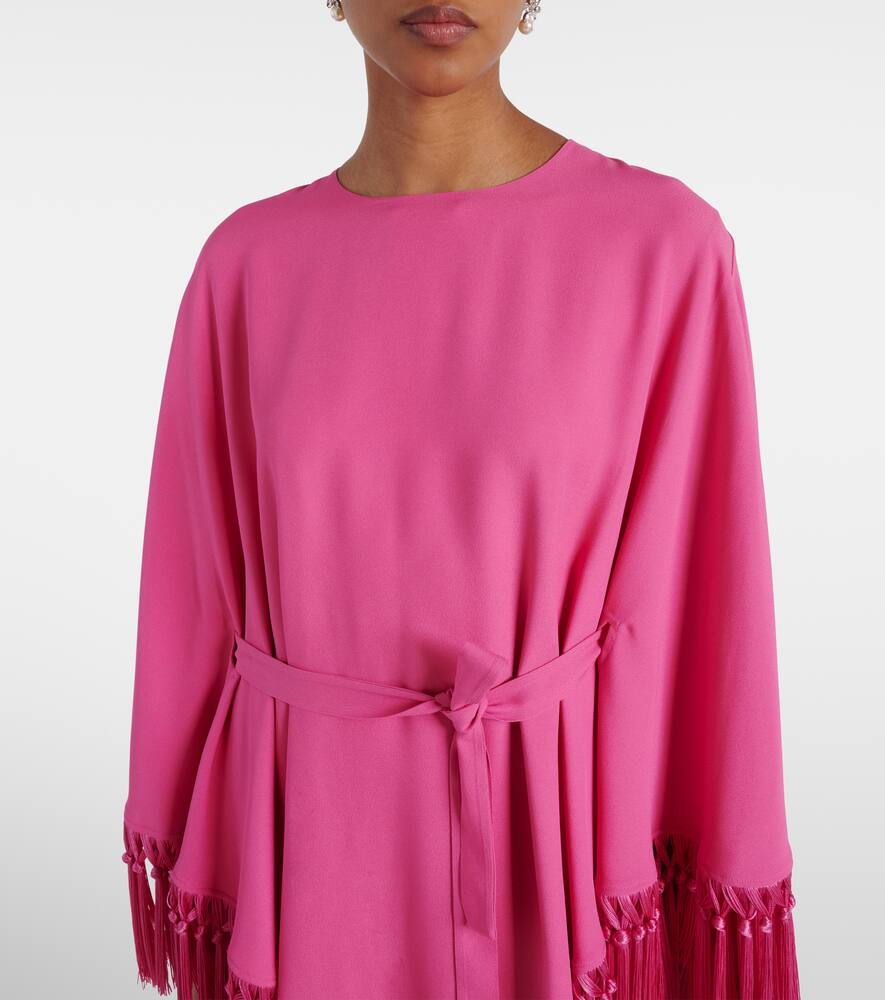 Fringed crêpe cady kaftan