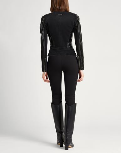 Woman Denim outerwear Black Size 10 Cotton, Elastane