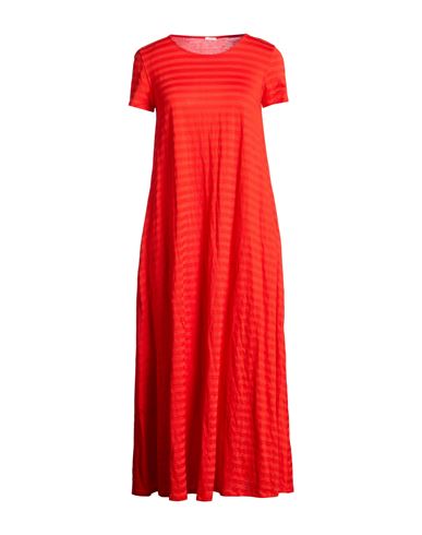 Woman Midi dress Tomato red Size M Cotton, Metallic fiber