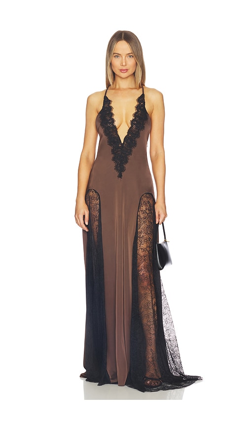 AWAVE Studio Lace Maxi Dress in Brown. - 36/4 also /2, 38/6, 40/8