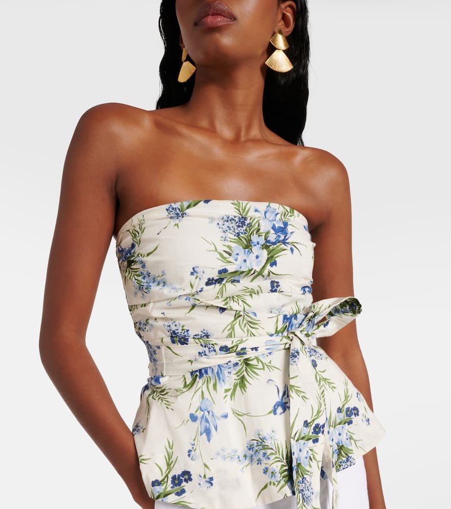 Veronica Beard Strapless belted cotton top