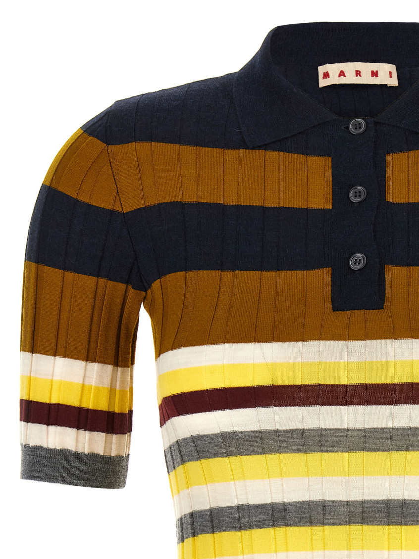 Marni - Ribbed Wool Shirt Polo Multicolor