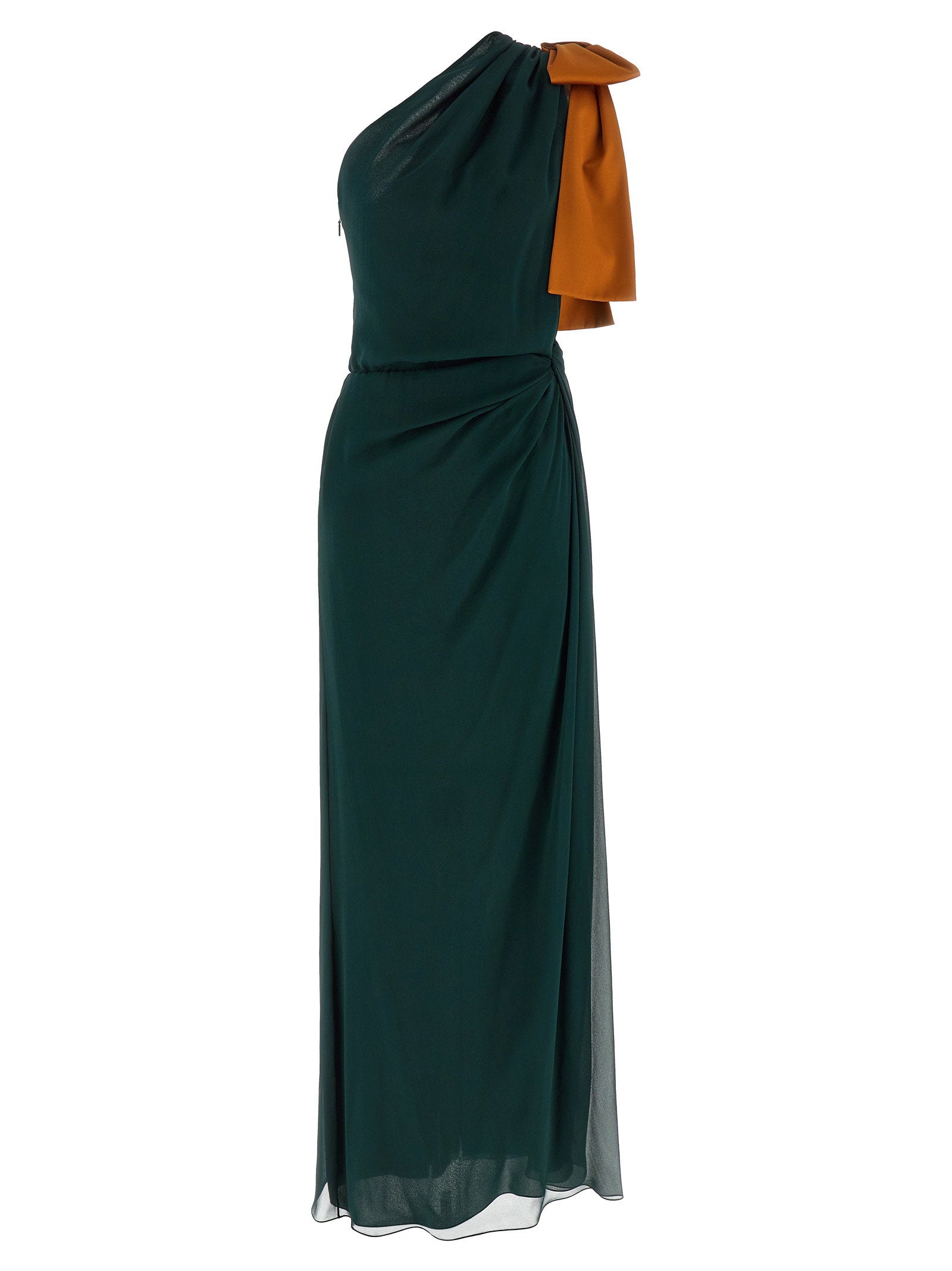 One-Shoulder Silk Crêpe Dress — Teal