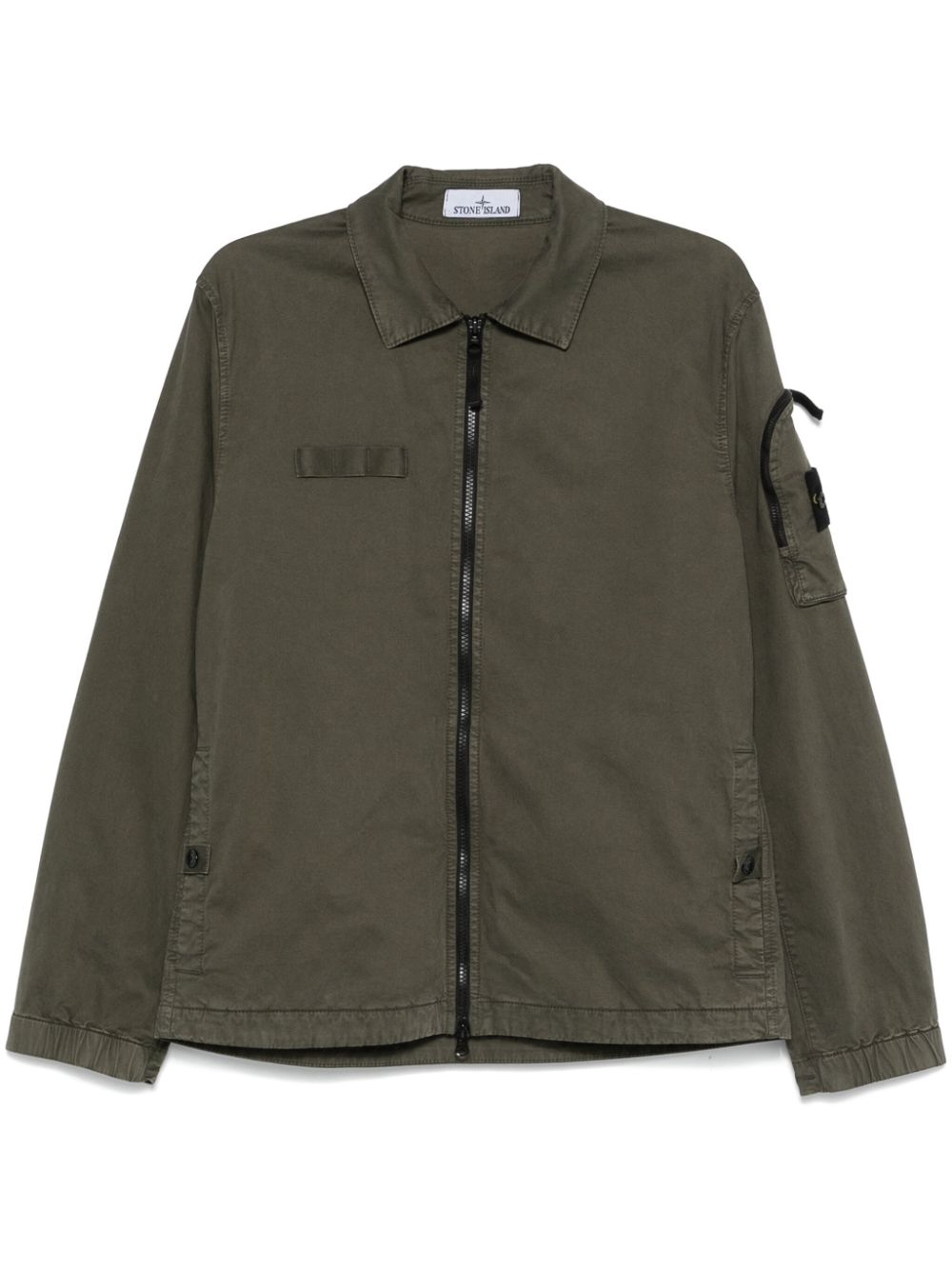 Compass-motif stretch-cotton shirt - Grey