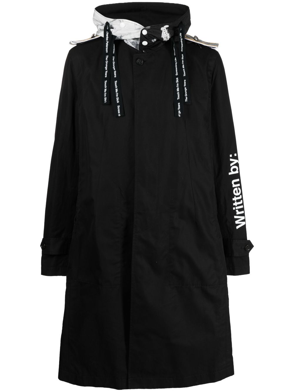 Written By two-tone parka coat - Black