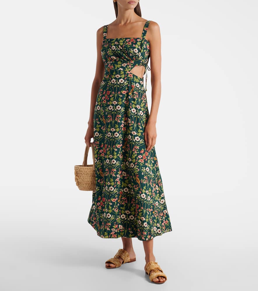 Verano cutout floral cotton midi dress