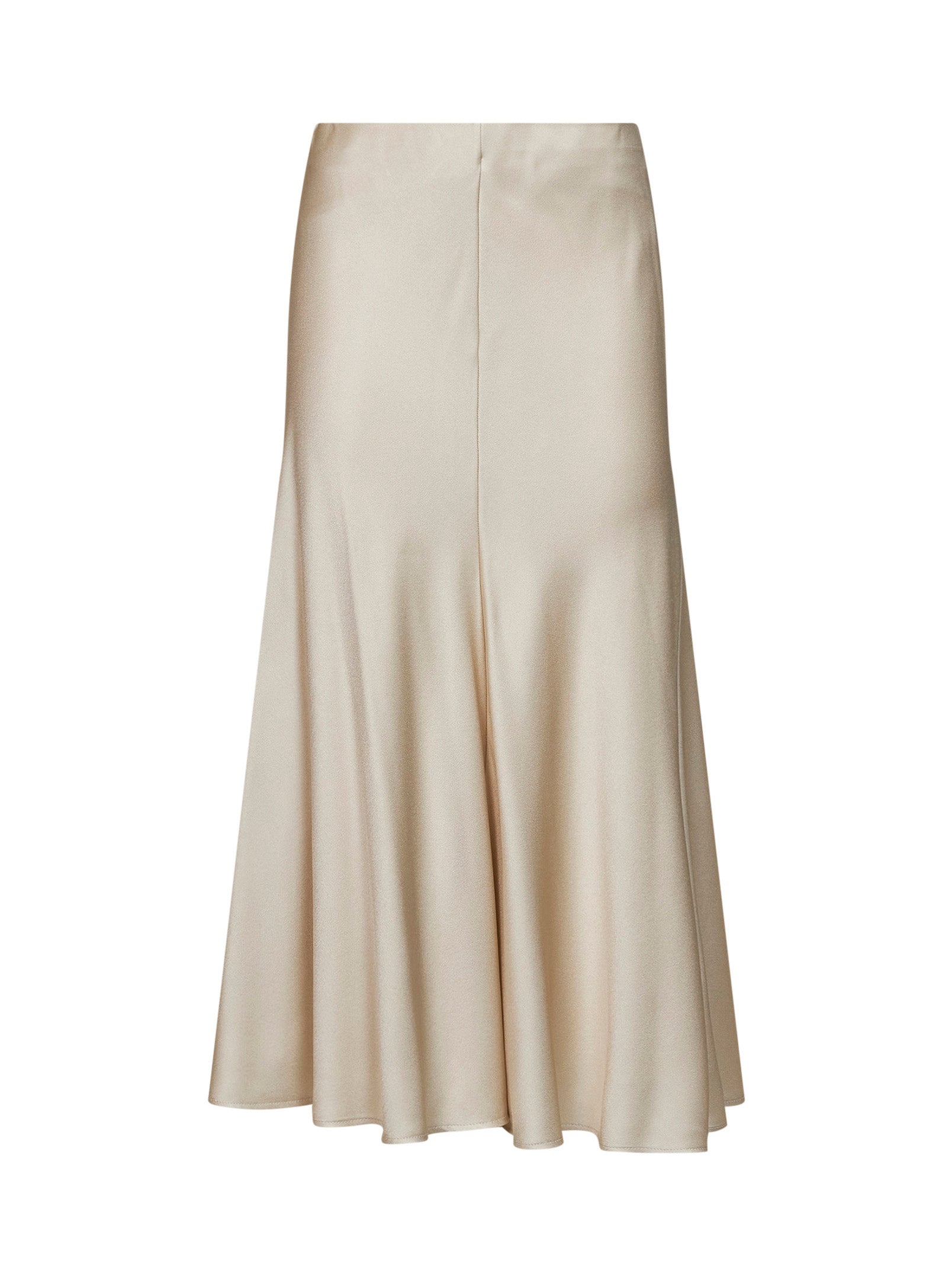 Bias-Cut Satin Skirt — Beige