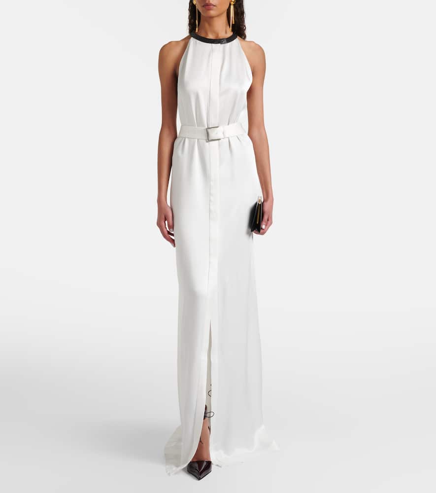 Crêpe satin maxi dress