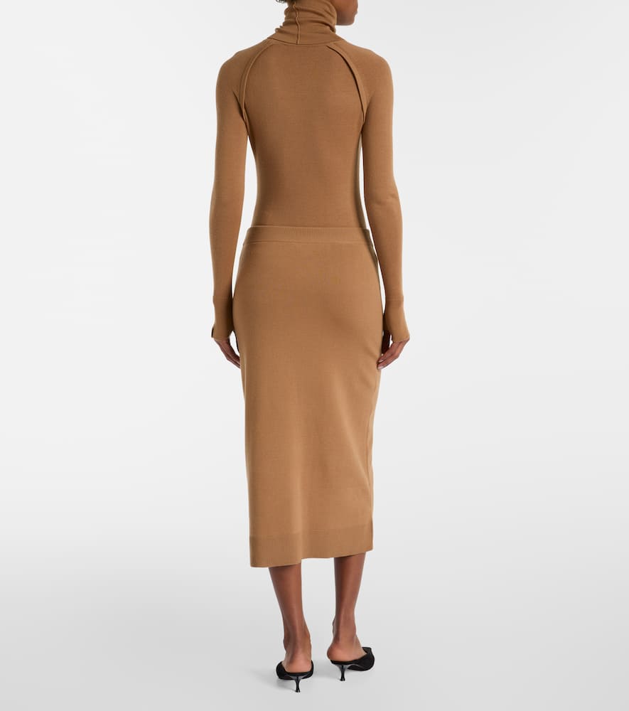 Wool-blend midi skirt