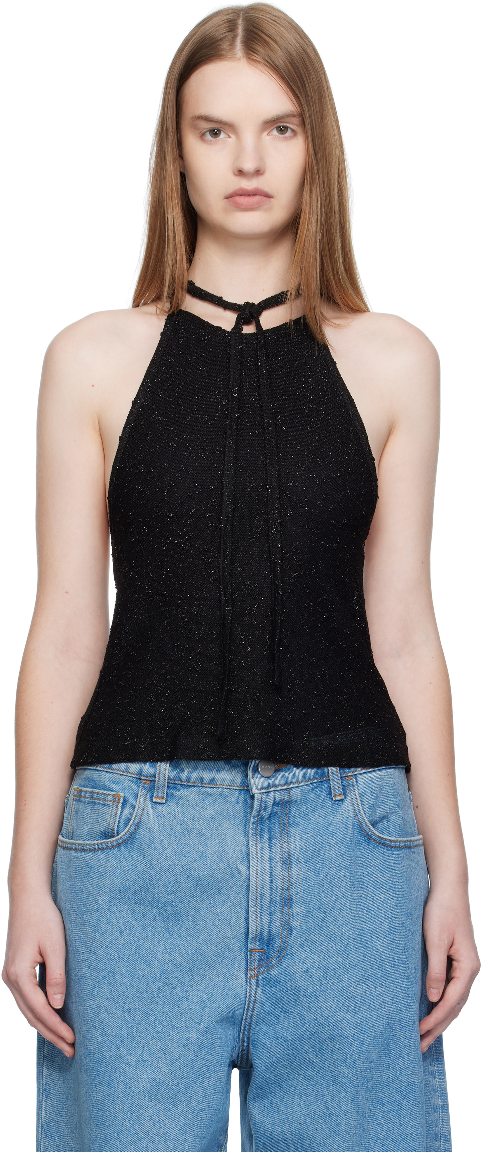 Black Imber Metallic Halter Top