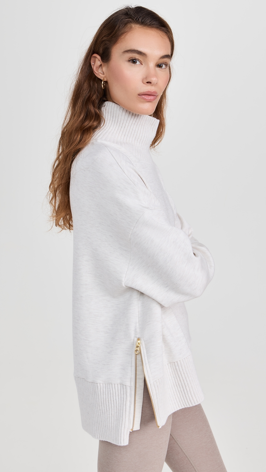 Barker High Neck Sweatshirt Ivory Marl
