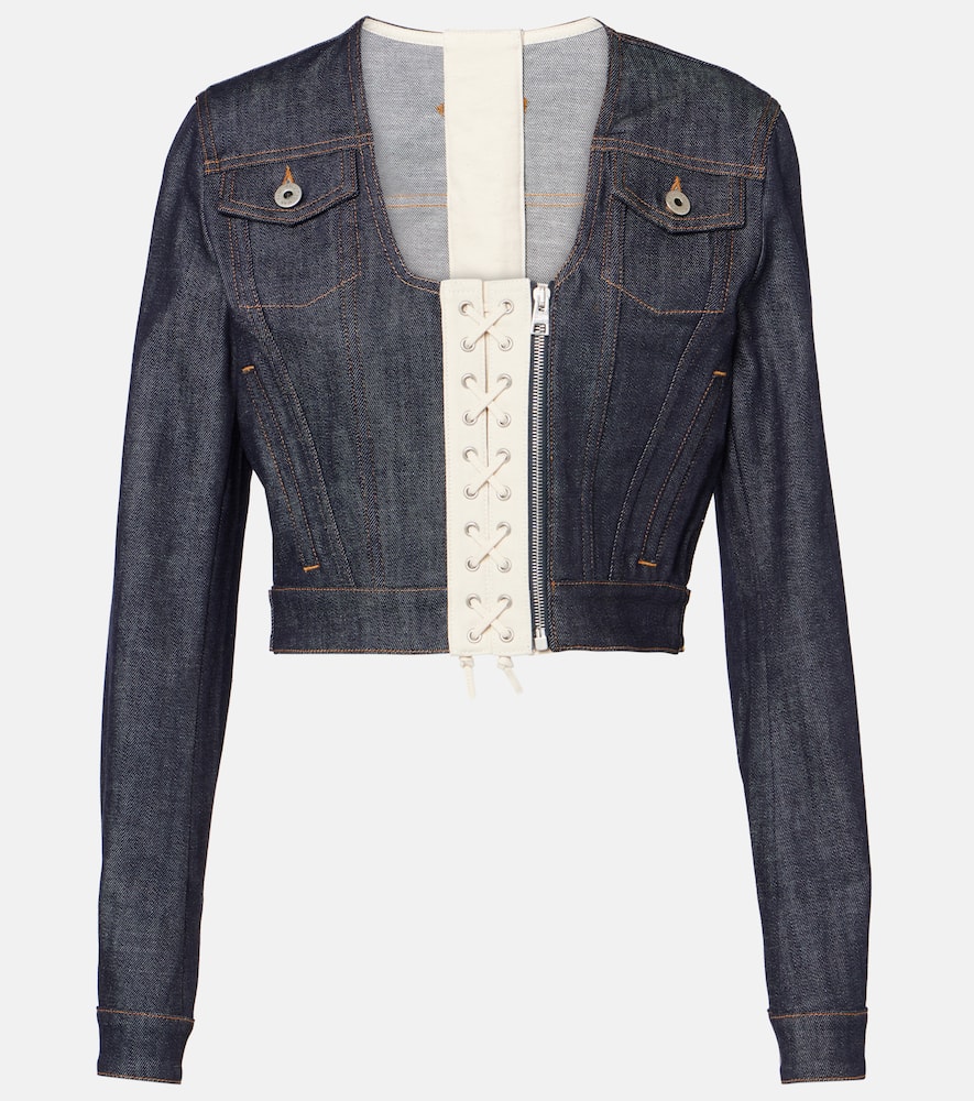 Jean Paul Gaultier Lace-up cropped denim jacket