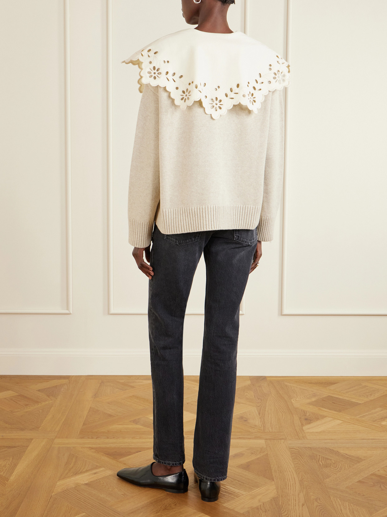 Toro Broderie Anglaise-trimmed Wool Sweater - Neutrals