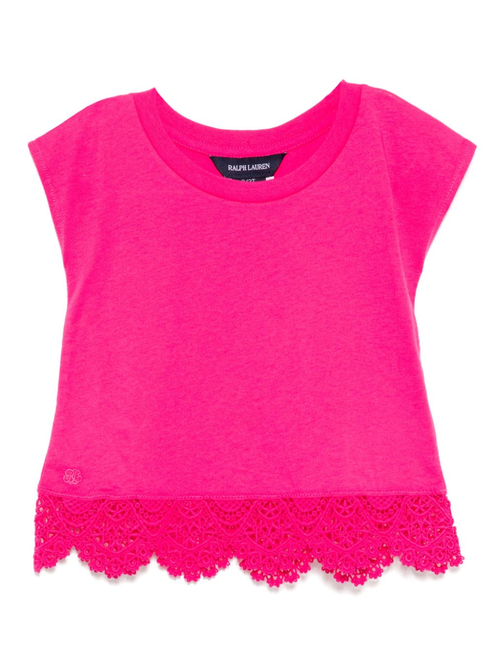 Lace trim T-shirt - Pink
