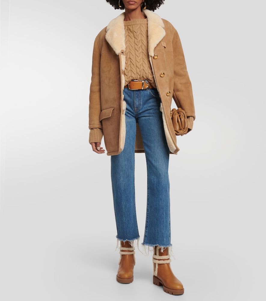 Christian Louboutin CL Chelsea shearling-trimmed ankle boots