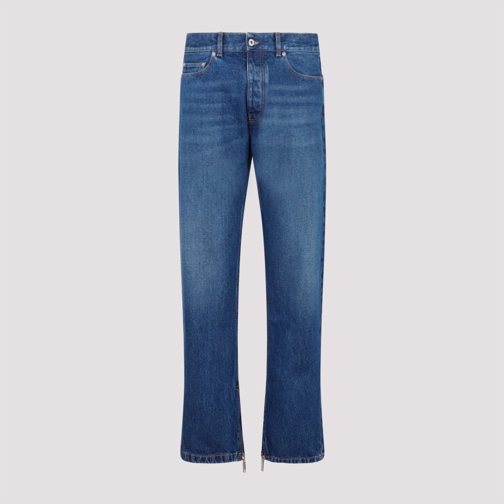 Blue Straight Leg Cotton Jeans