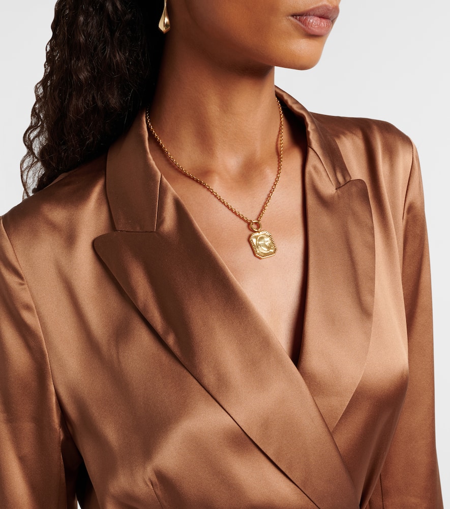 Archer double-breasted silk satin blazer