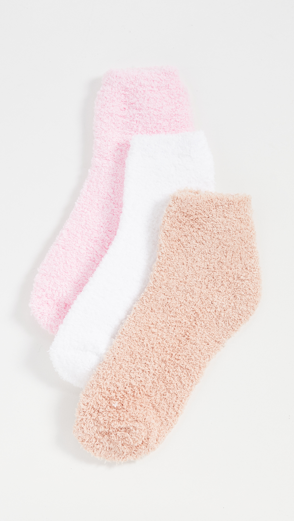 3 Pack Cozy Ankle Socks Ivory/Blush/Dusty One Size