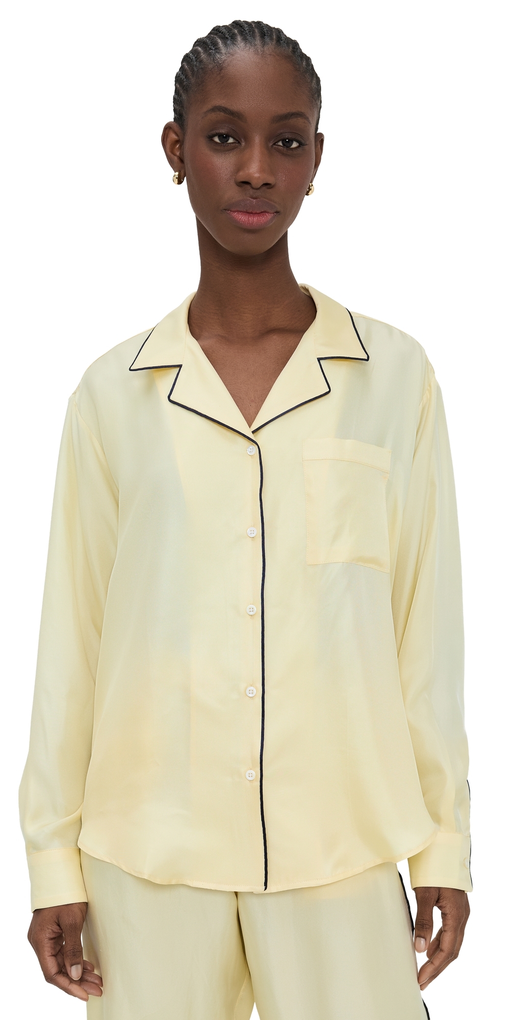 Notched Collar Shirt Butter/Black