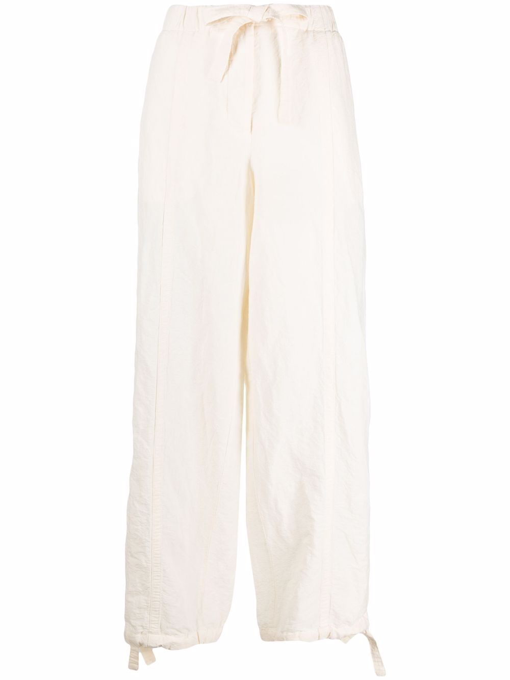 Tied-waist straight trousers - White