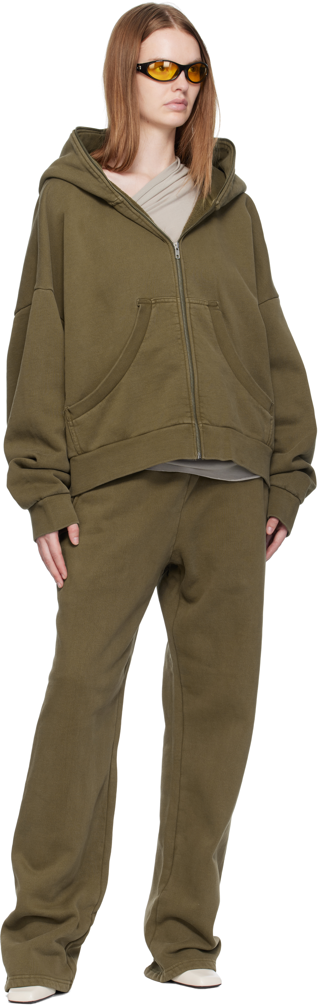 Green Straight-Leg Sweatpants