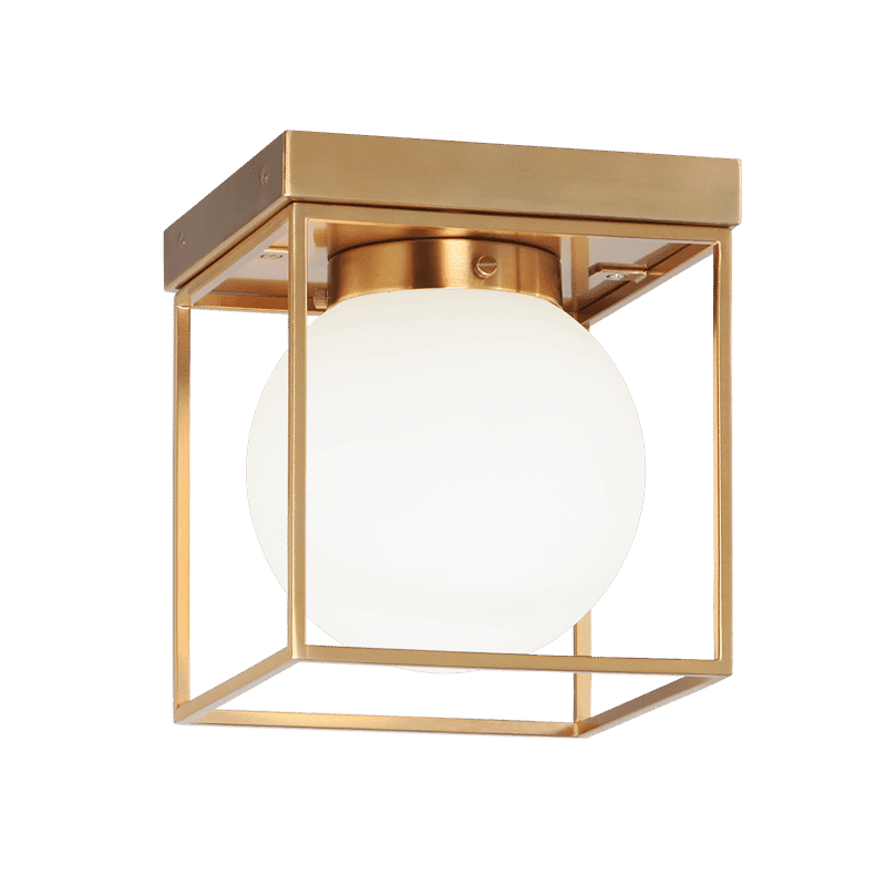 Aged Gold Brass One Light Flush Mount from the Squircle Collection