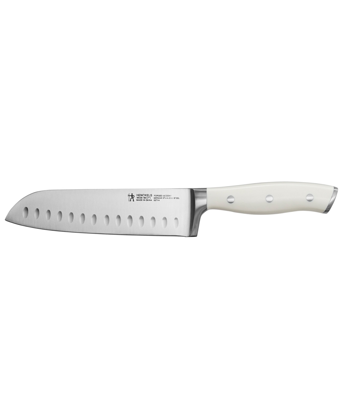 "Forged Accent 7"" Hollow Edge Santoku Knife with Handle - Stainless Steel Blade and White Handle"