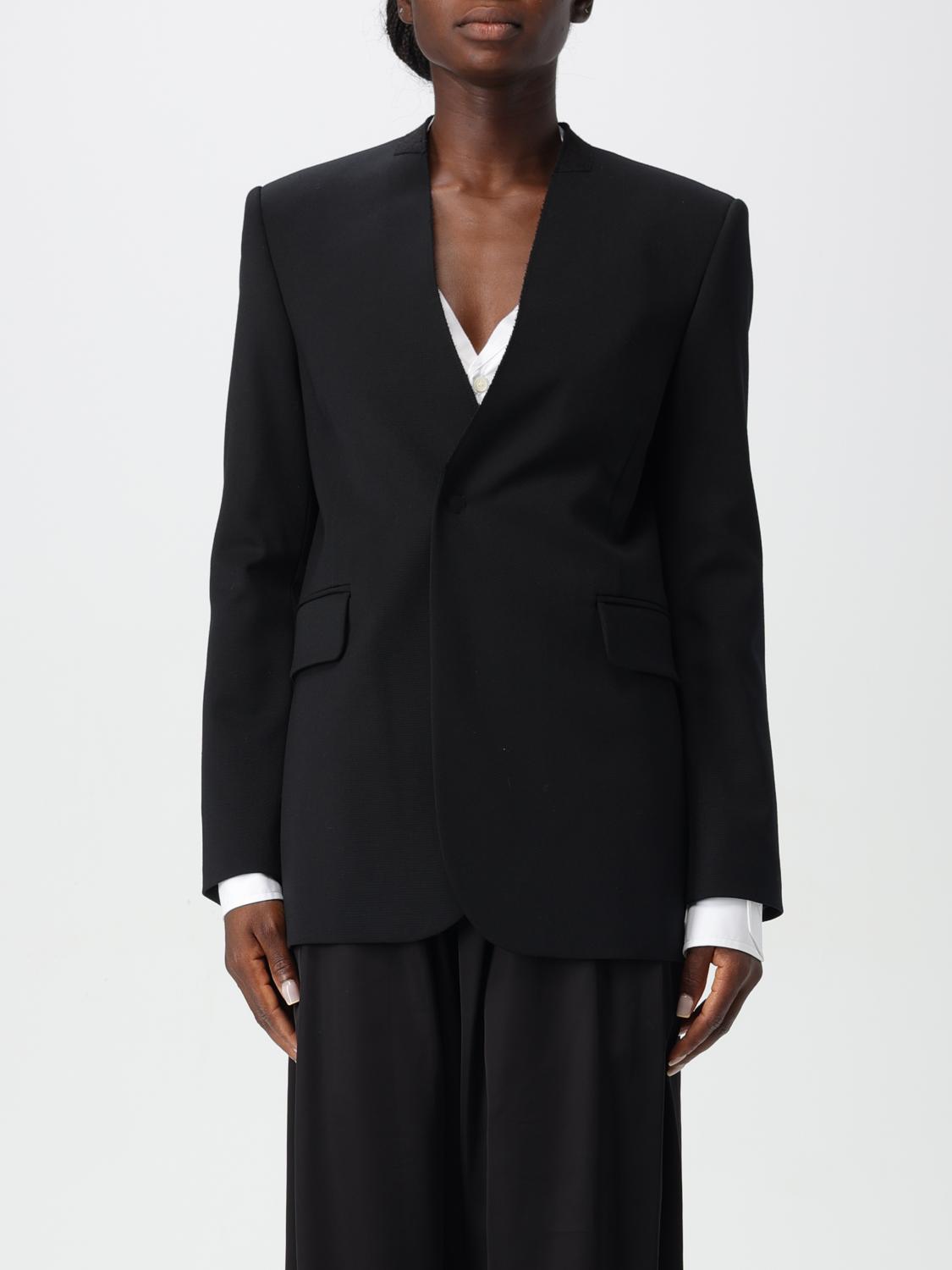 Collarless single-breasted blazer - Black