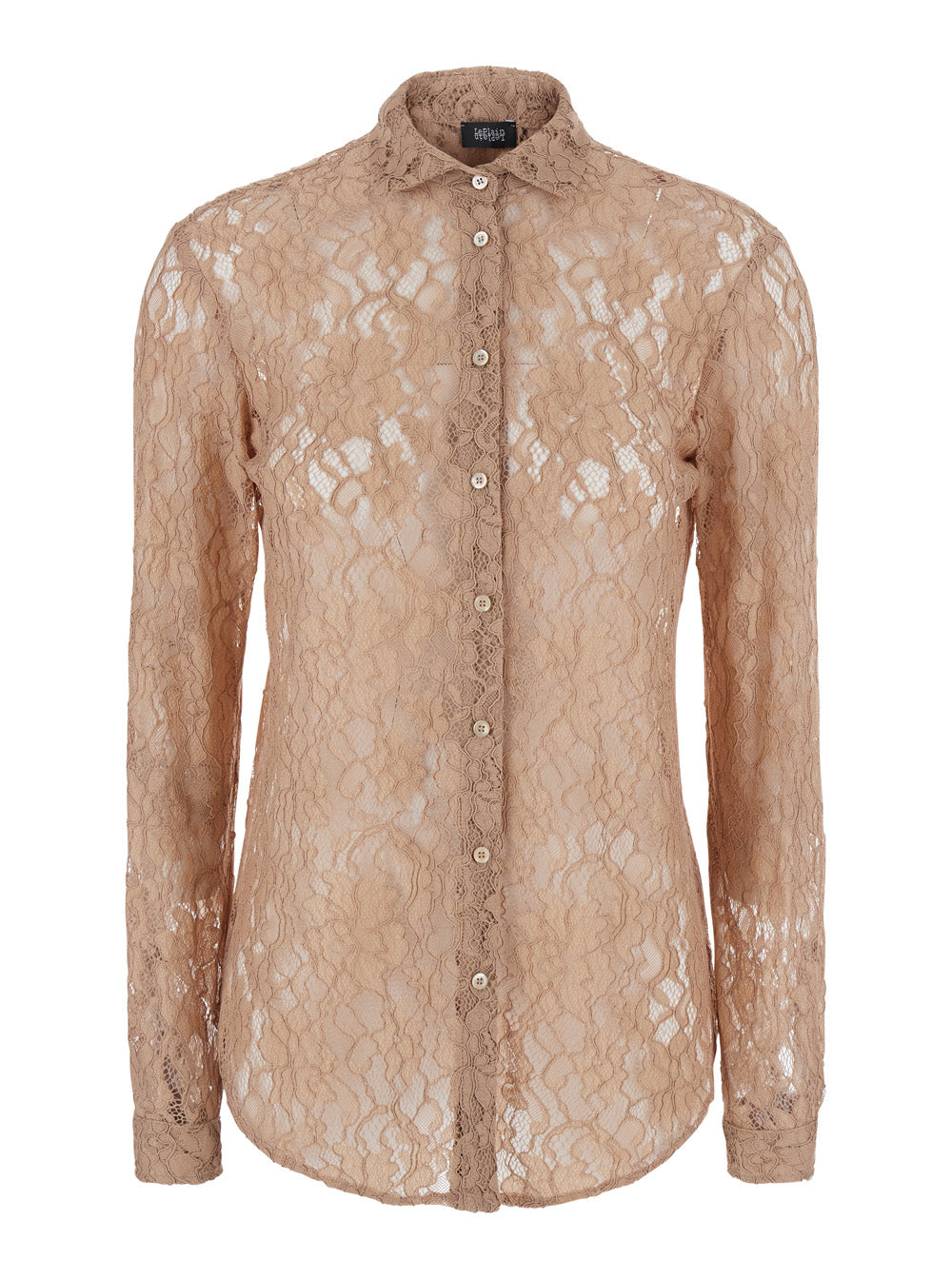 Lace Embroidered Shirt — Beige