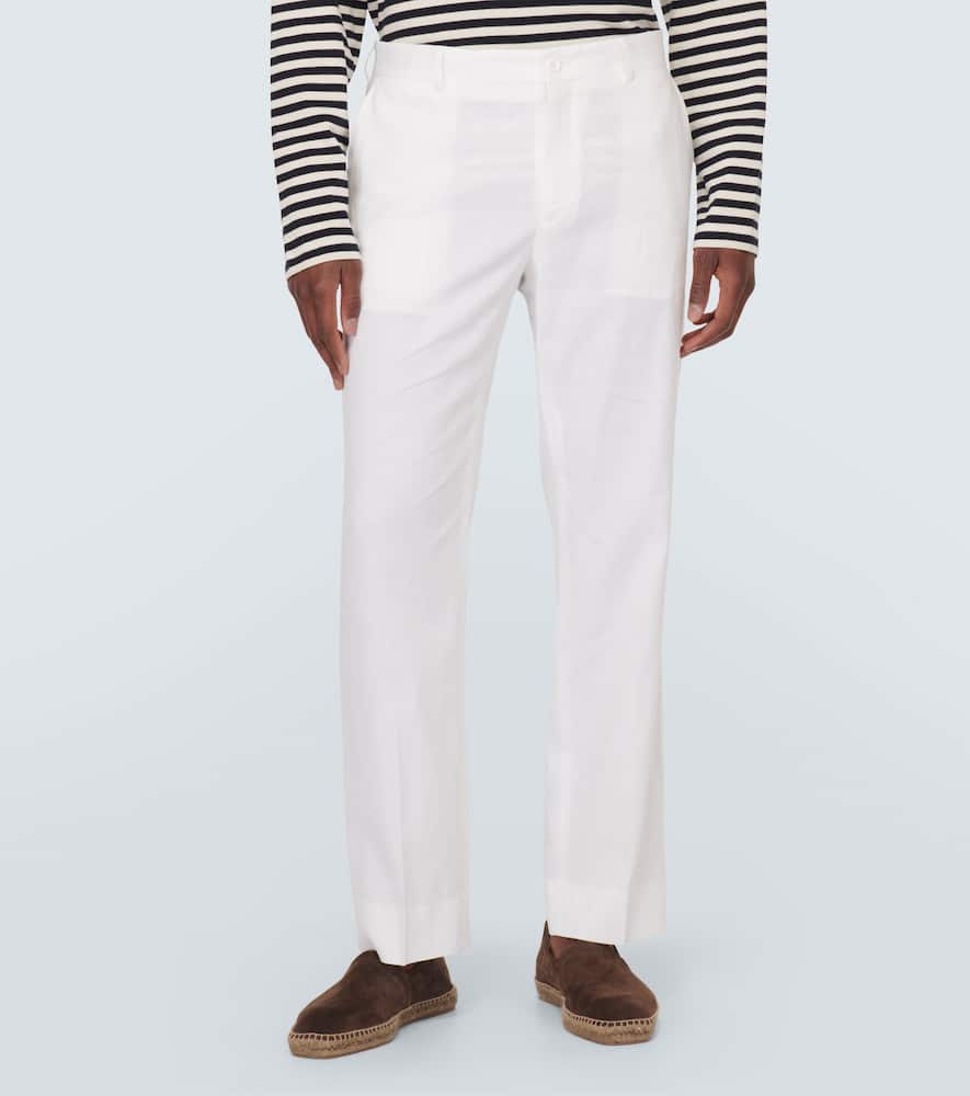 Linen-blend straight pants
