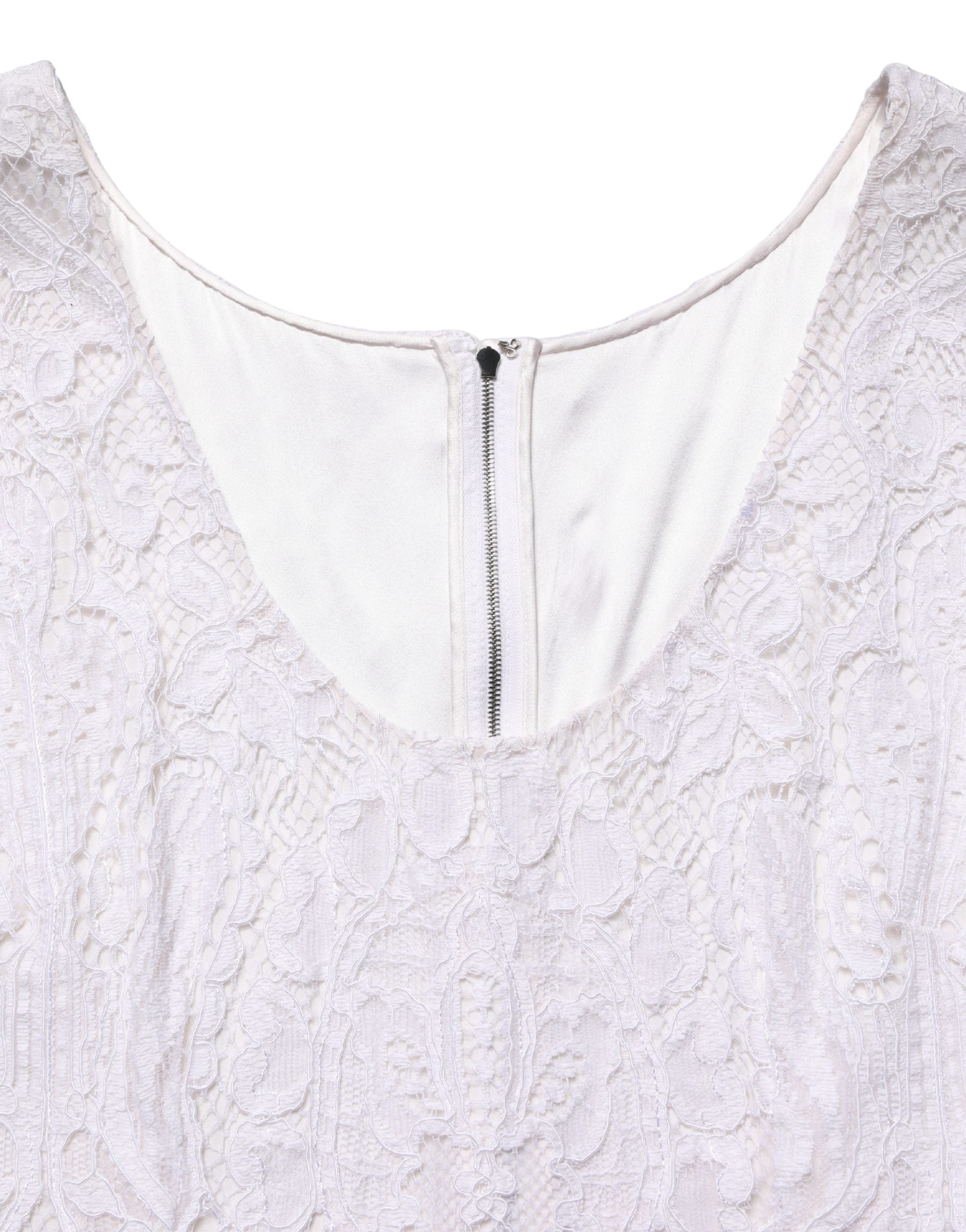Floral Lace Sleeveless Dress — White