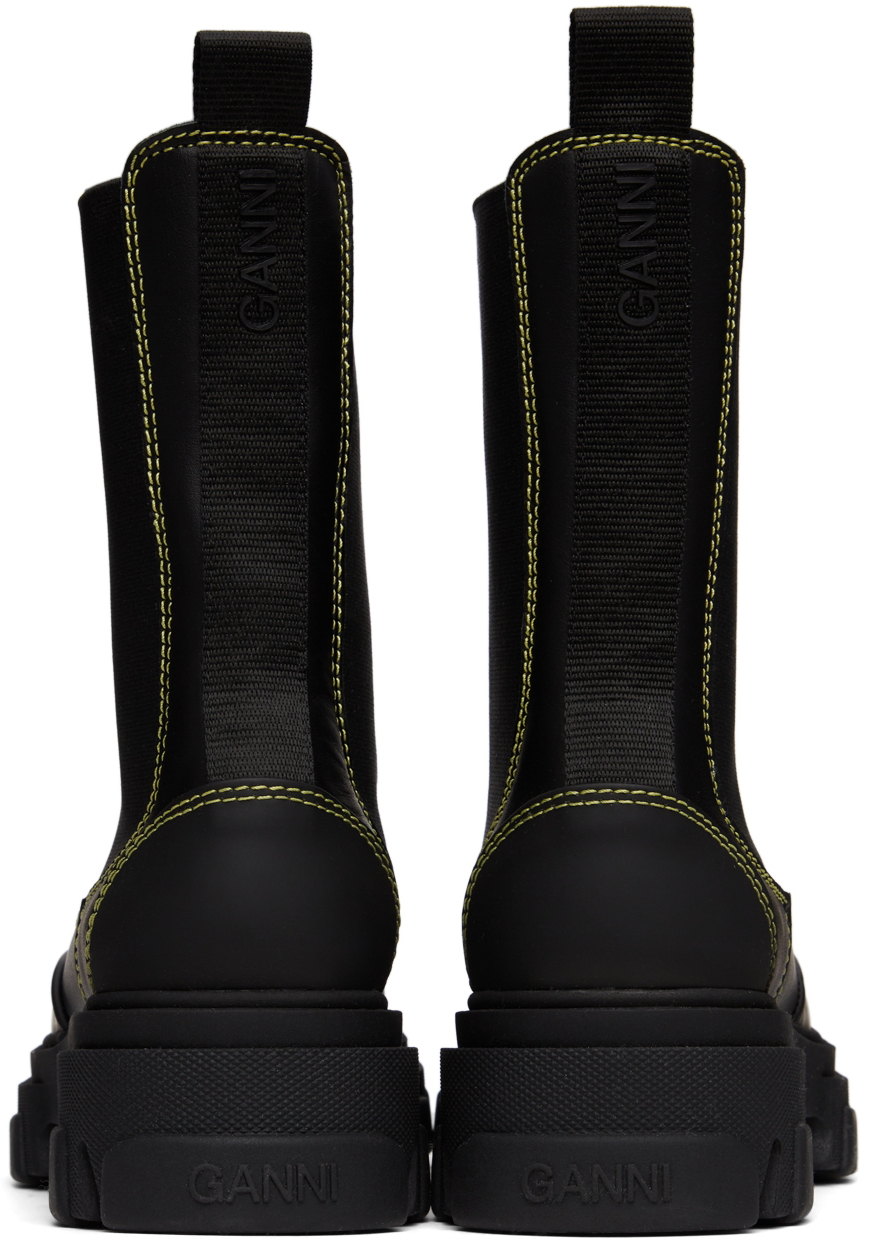 Black cleat chelsea boots