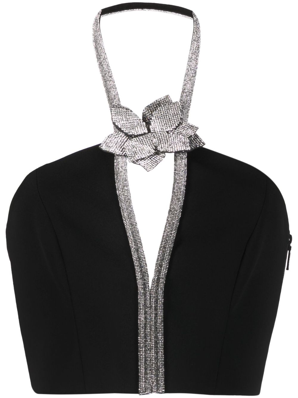 Rhinestone embellished stretch top - Black